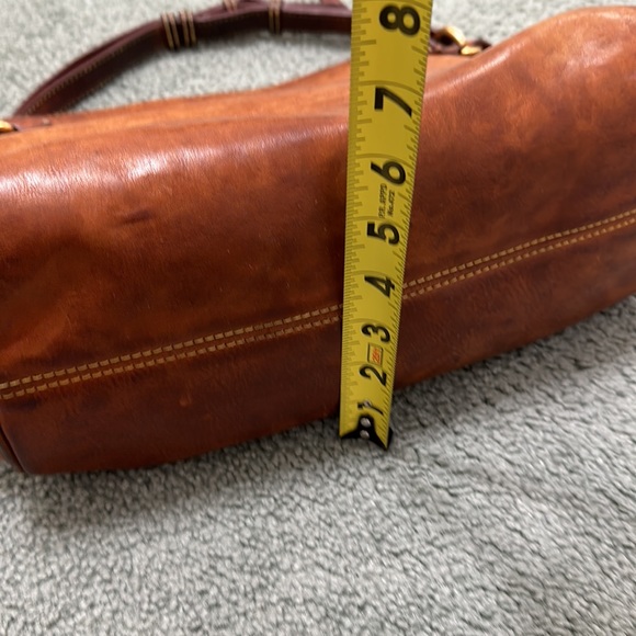 Dooney & Burke | Brown Leather Tassel Shoulder Bag Zip Closure - Picture 10 of 13